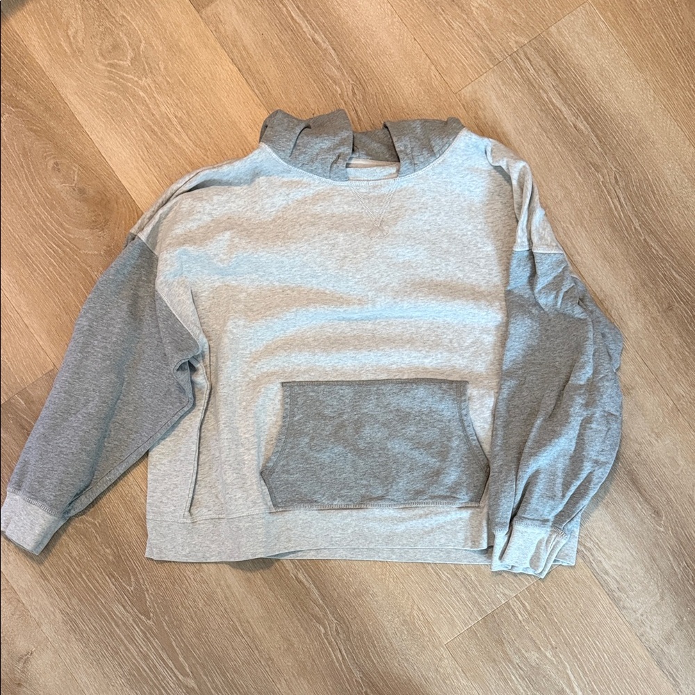 Gray color block hoodie